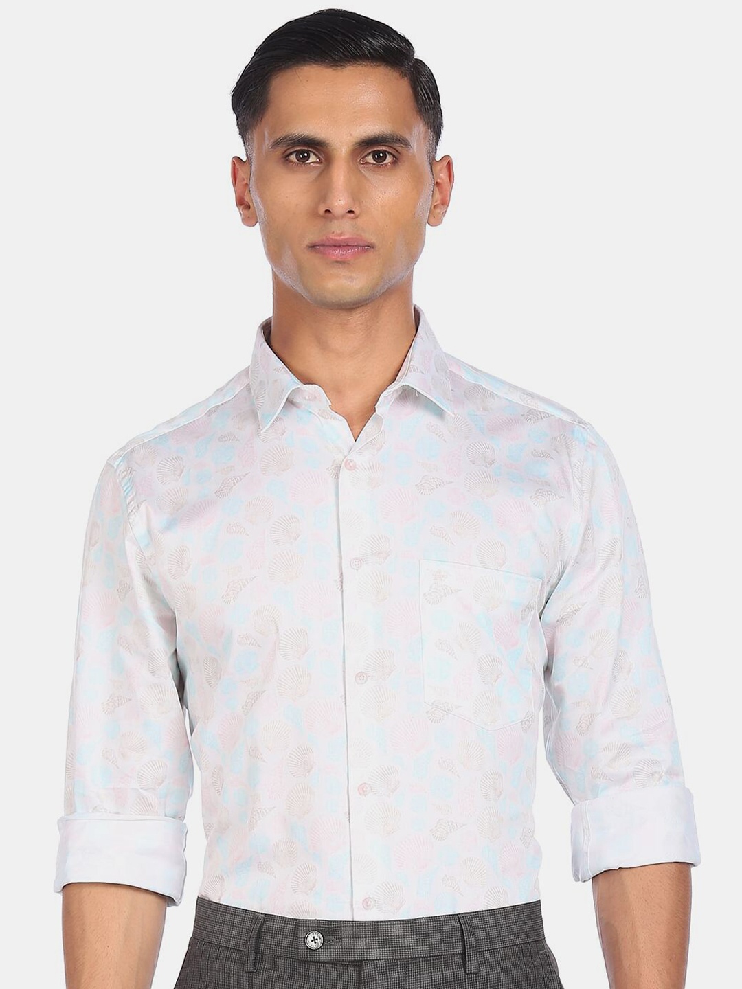 

Arrow Men White Printed Casual Shirt
