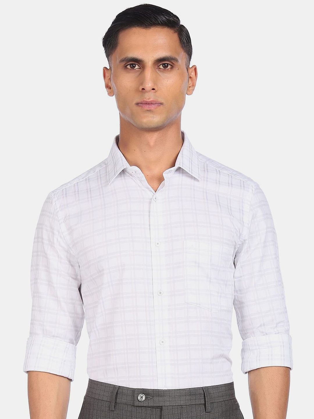 

Arrow Men Grey Checked Casual Shirt
