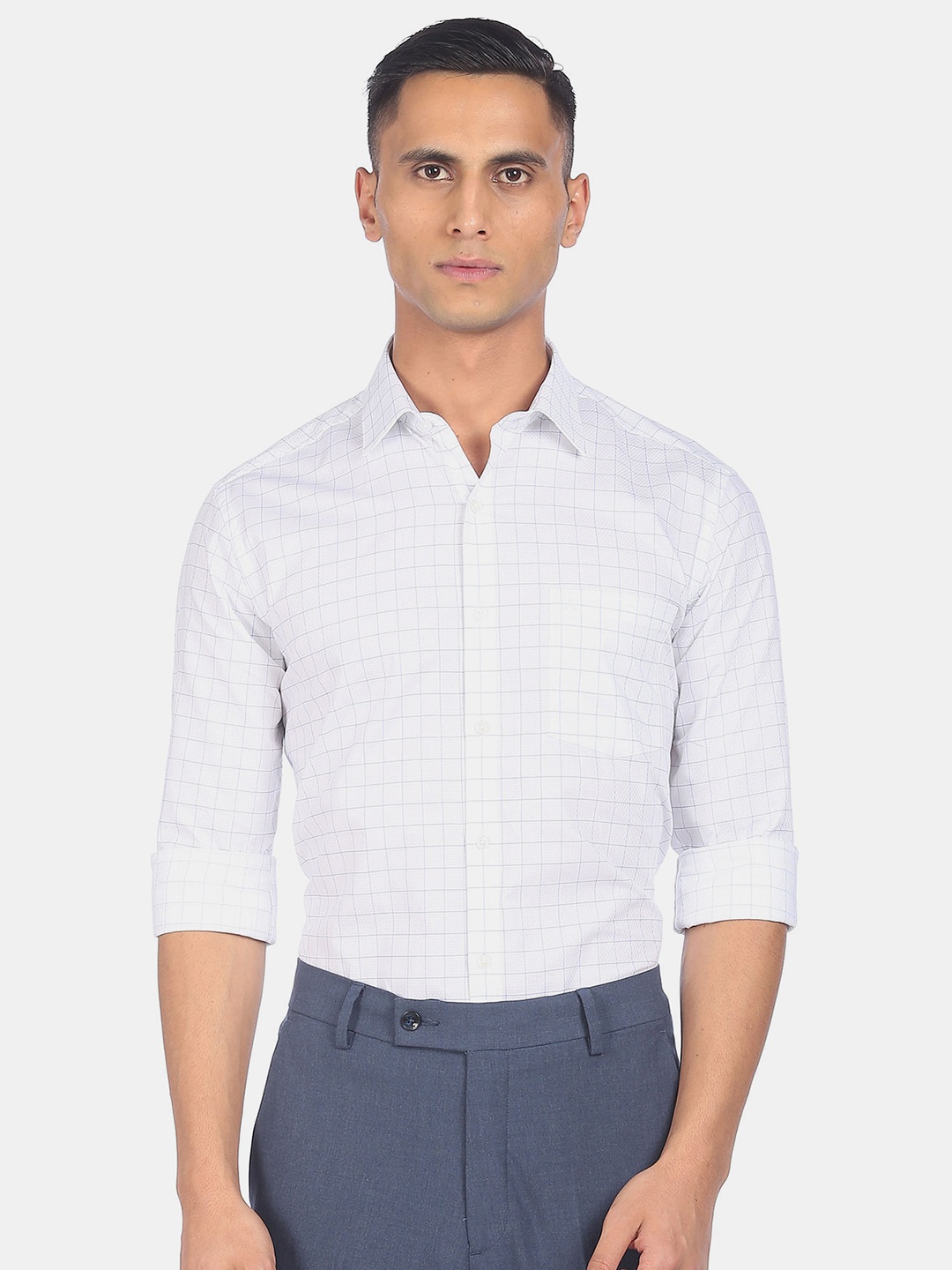 

Arrow Men White Checked Casual Shirt