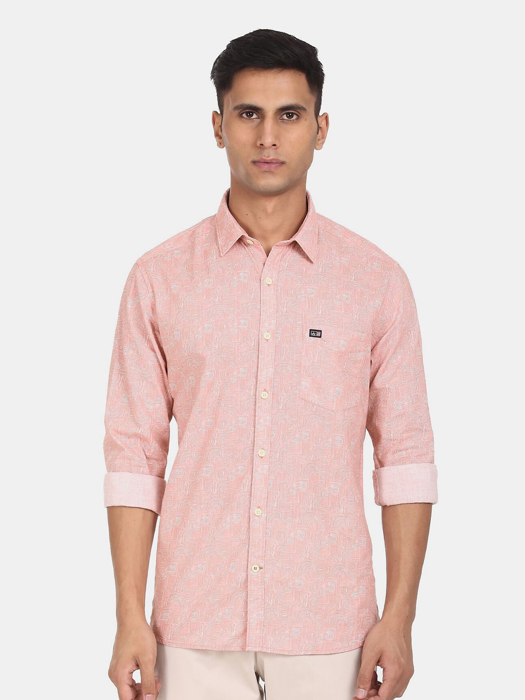 

Arrow Men Pink Printed Casual Shirt