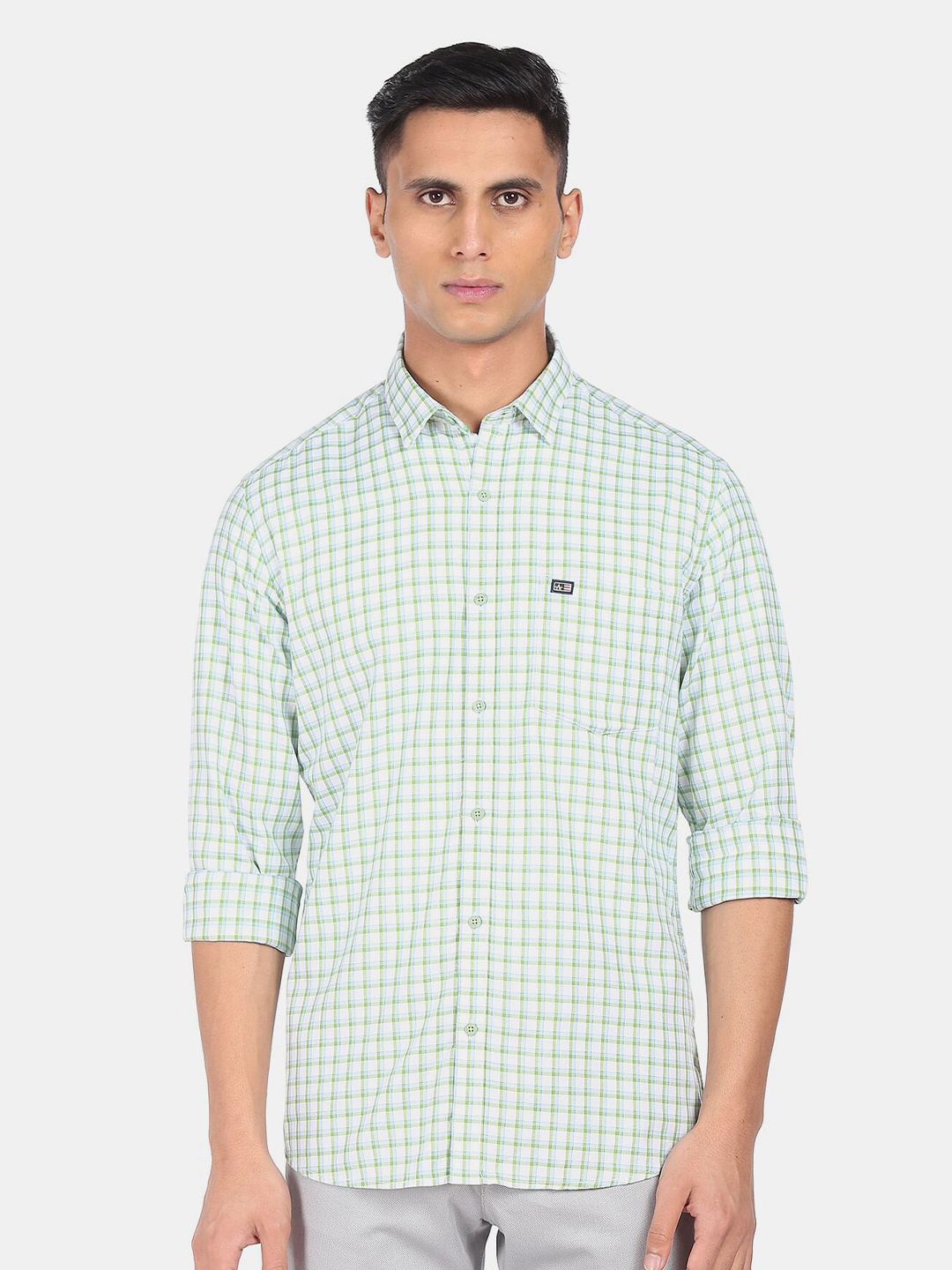 

Arrow Men Green Checked Casual Pure Cotton Shirt
