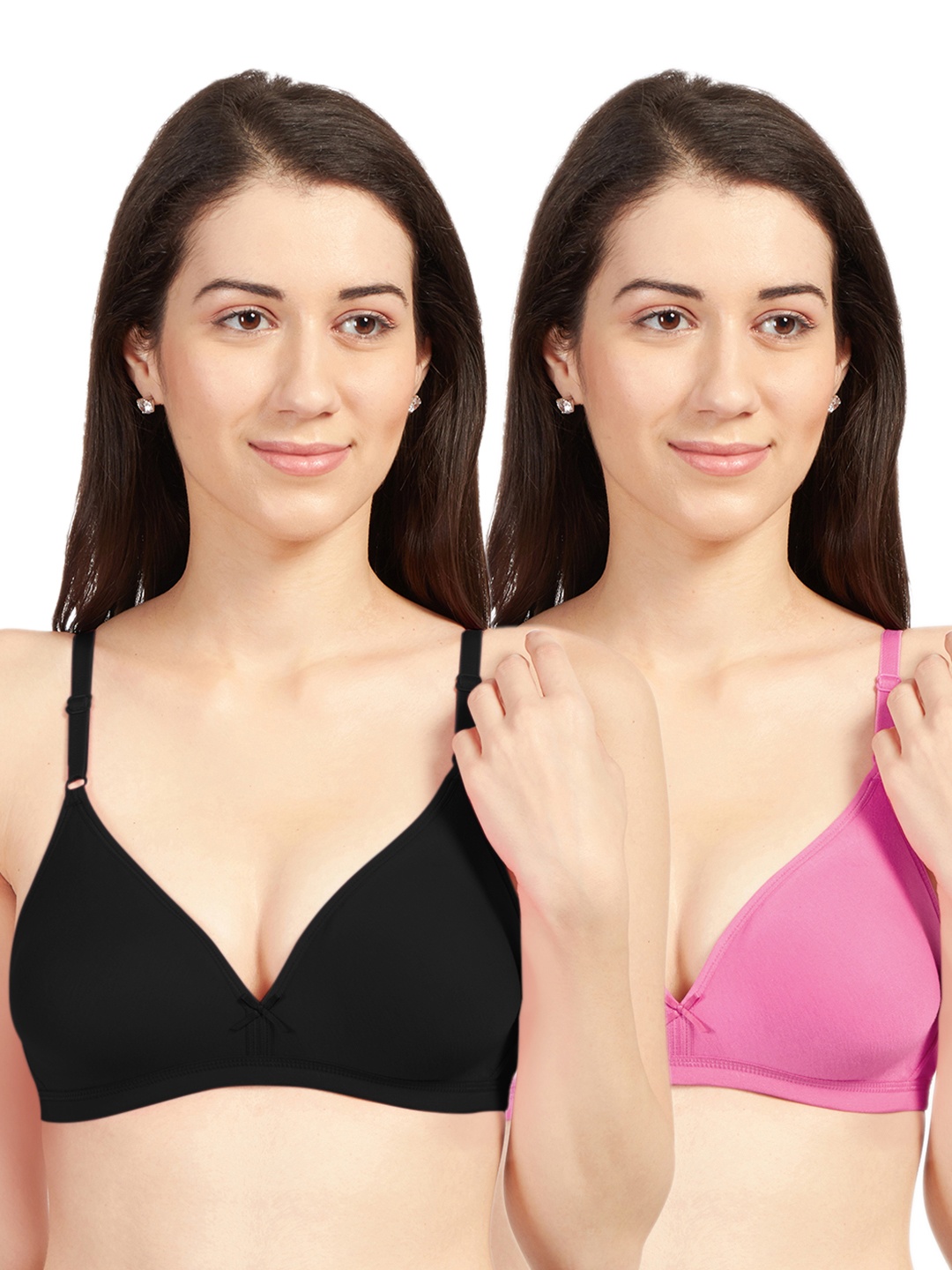 

Sonari Pack Of 2 Black & Pink Cotton Blend Everyday Bras omaniablackfushia30B