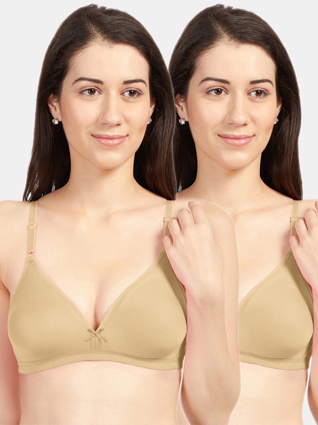 

Sonari Women Pack Of 2 Nude Solid Non Padded Everyday Bra