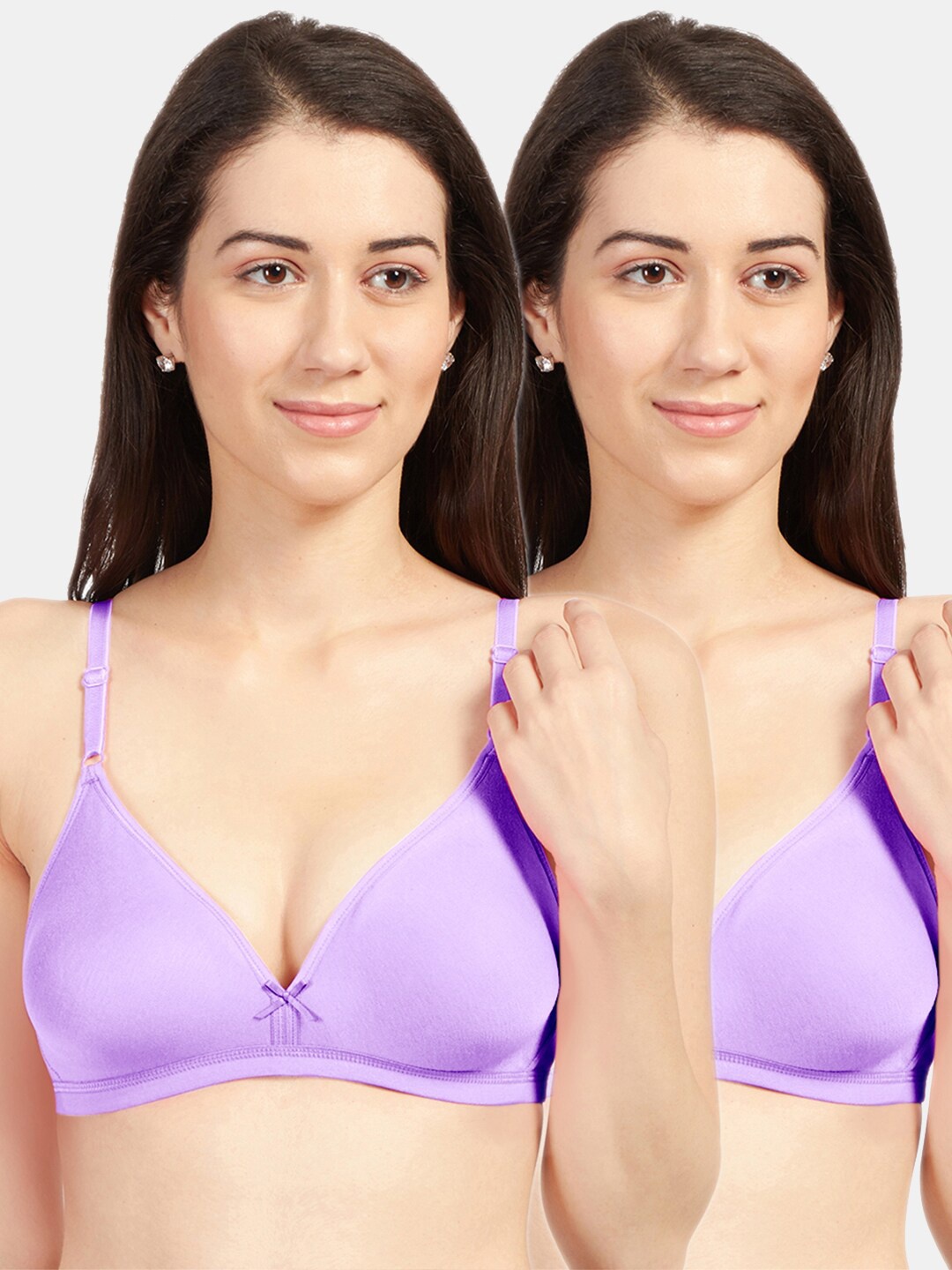 

Sonari Women Pack Of 2 Lavender Solid Non Padded Everyday Bra