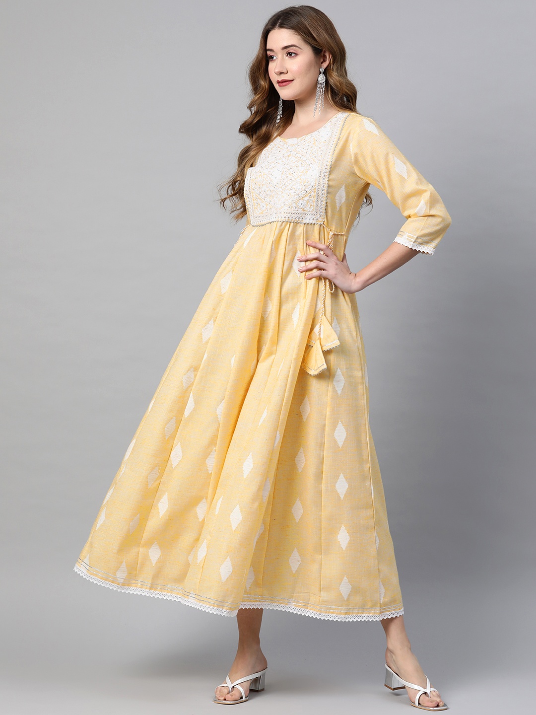 

Vbuyz Yellow Ethnic Maxi Dress