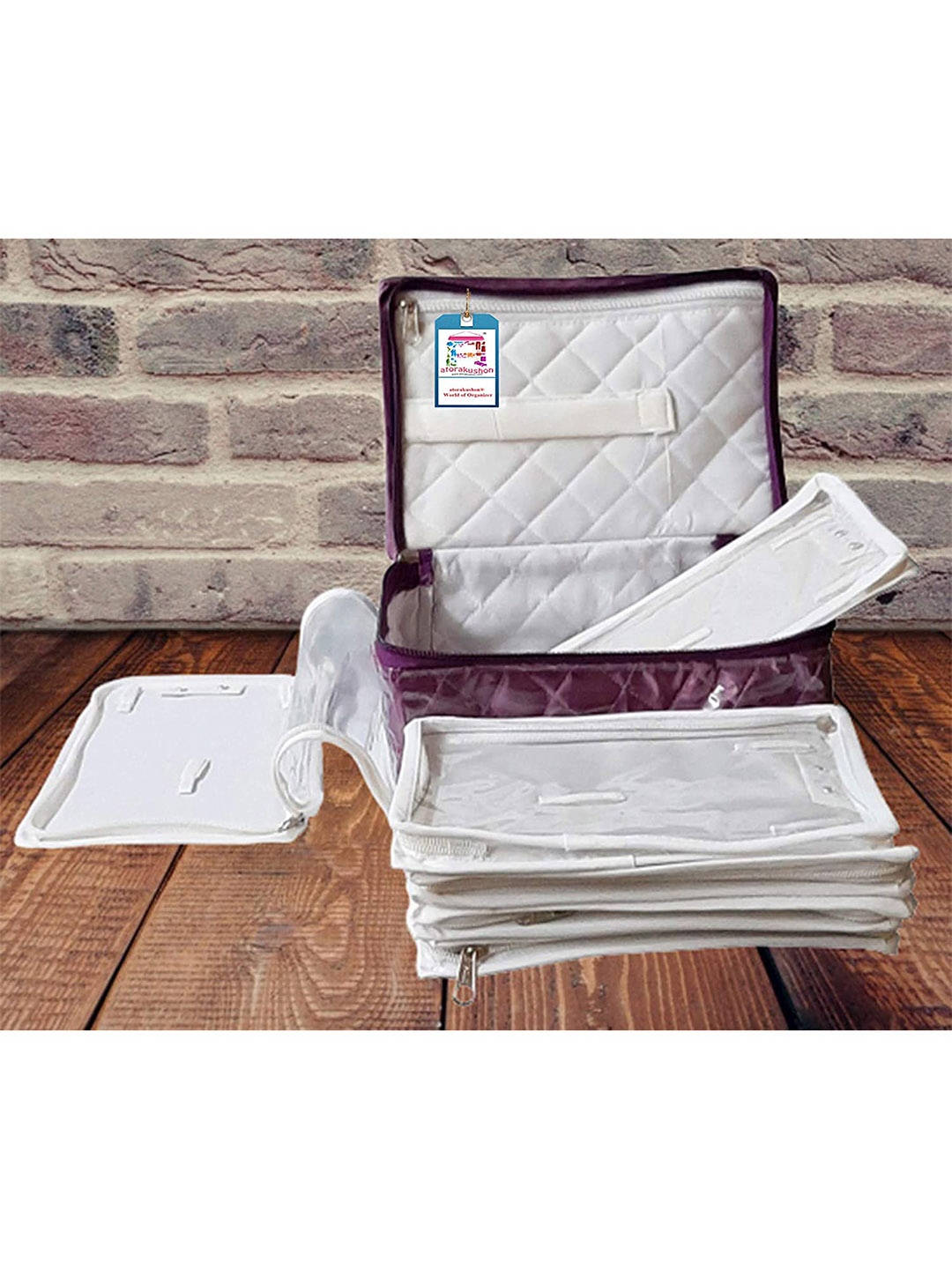

atorakushon Purple & White Solid Jewellery Organiser
