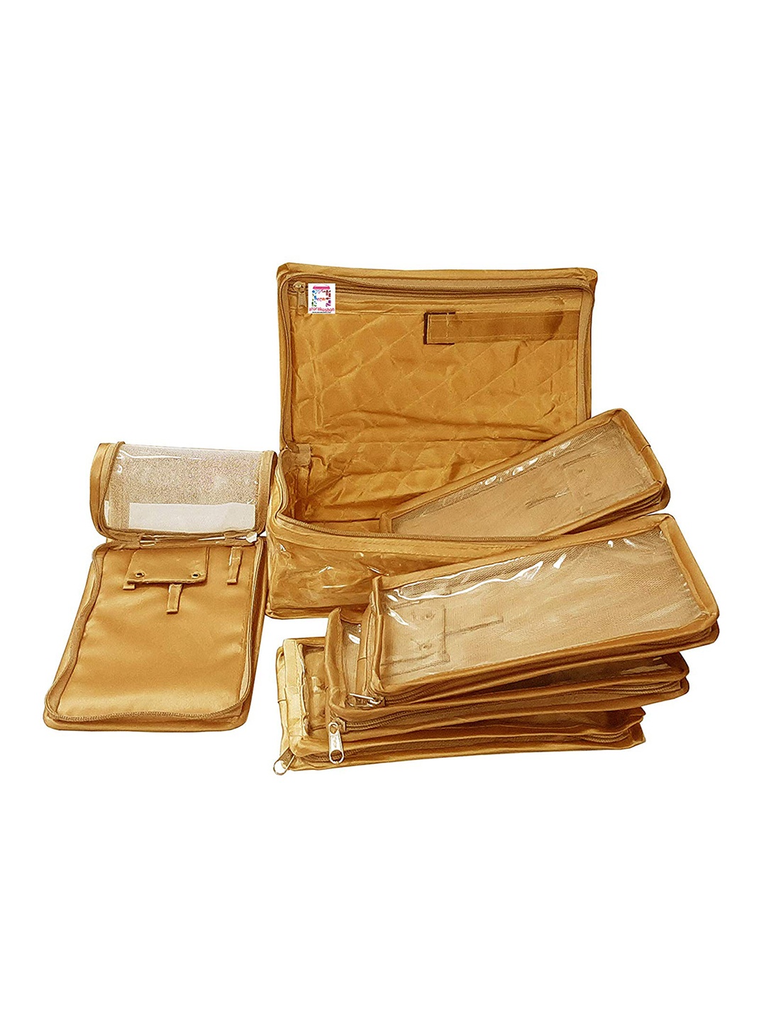 

atorakushon Gold-Toned Solid Jewellery Organiser With 5 Pocket Pouches