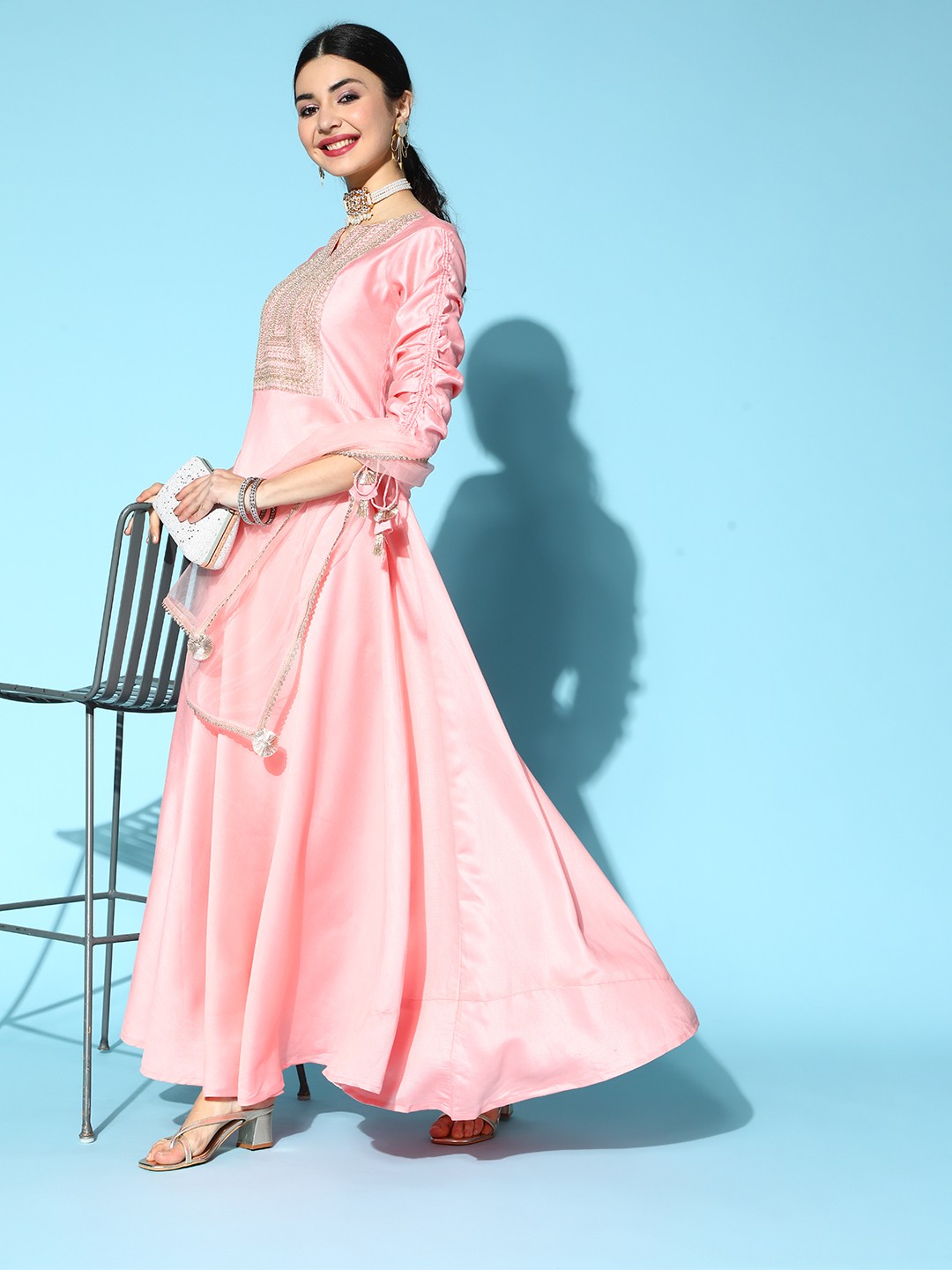 

Indo Era Pink Liva Swirling Volume Kurta Set