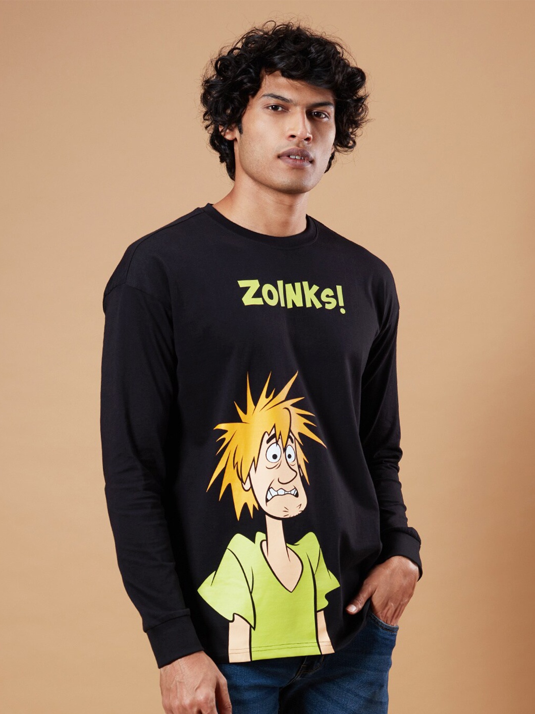 

The Souled Store Men Black Scooby Doo: Zoinks Printed Oversized T-Shirt