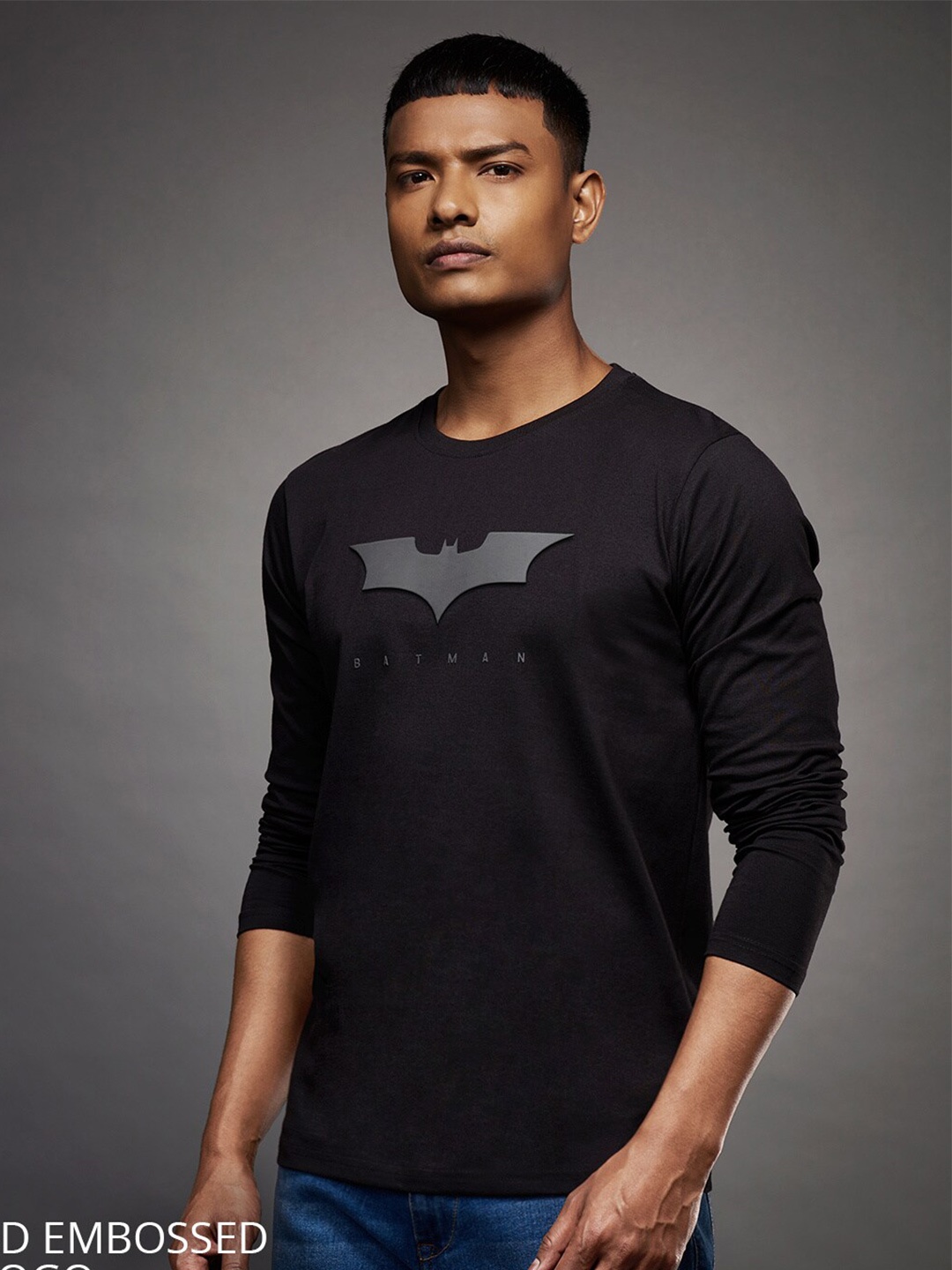 

The Souled Store Men Black & Grey Batman Printed T-shirt