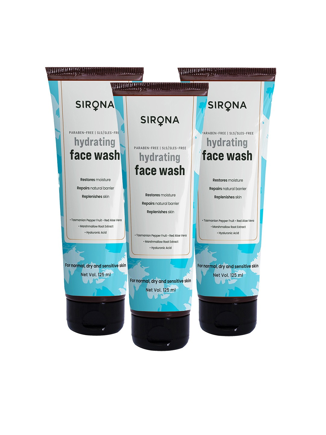 

Sirona Set Of 3 Hydrating Face Wash - 125 ml each, Blue