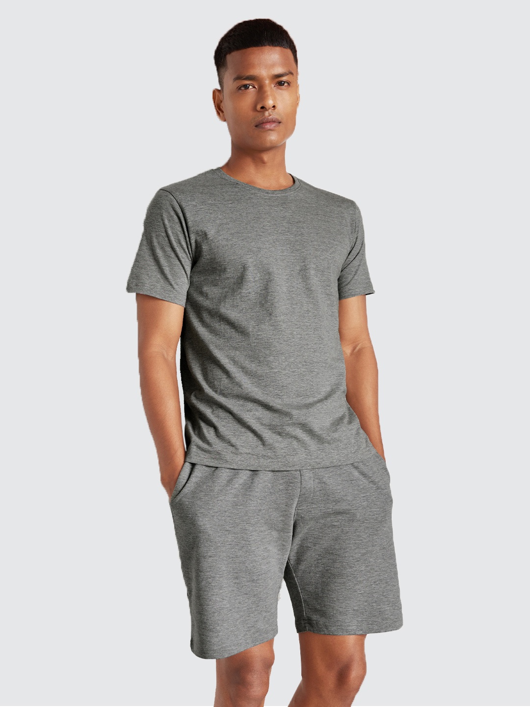 

The Souled Store Men's Green Solid Co-Ord Set, Grey