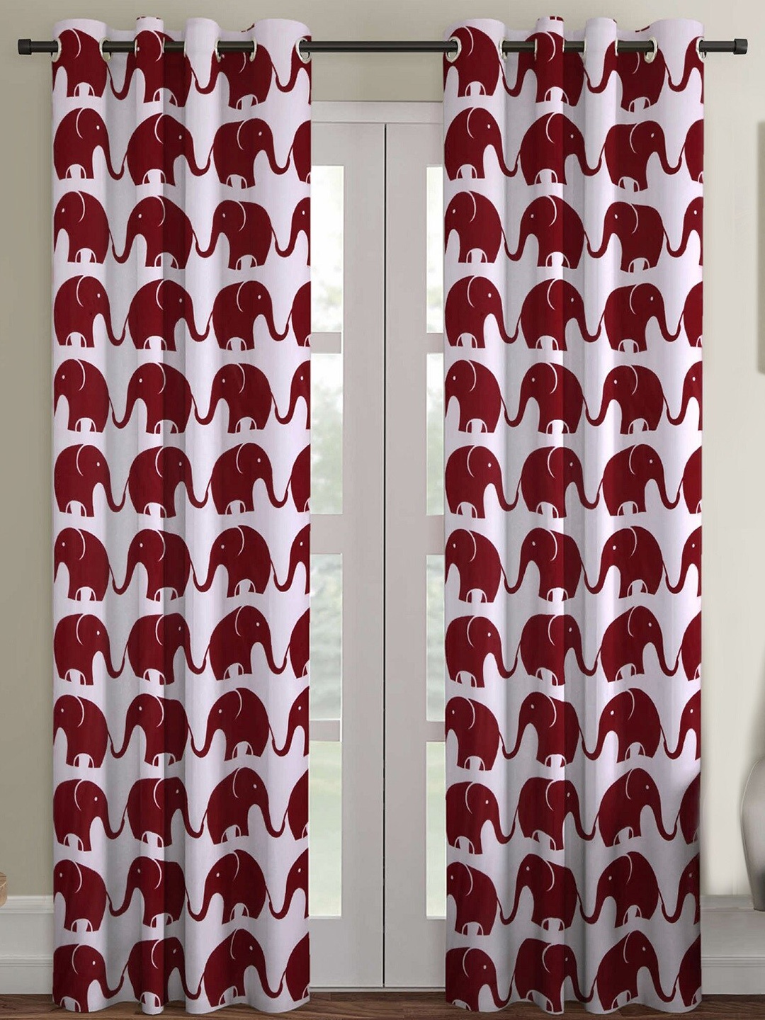 

Ispace Set Of 2 Maroon & White Ethnic Motifs Printed Door Curtain
