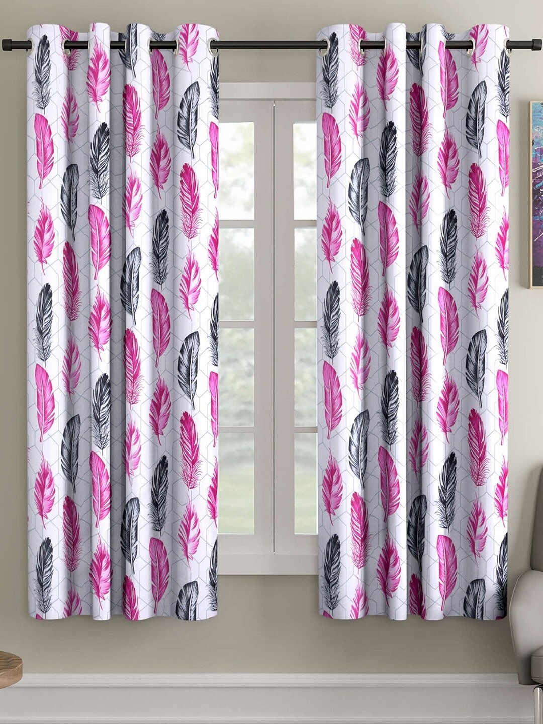 

Ispace Pink & White Set of 2 Ethnic Motifs Window Curtains