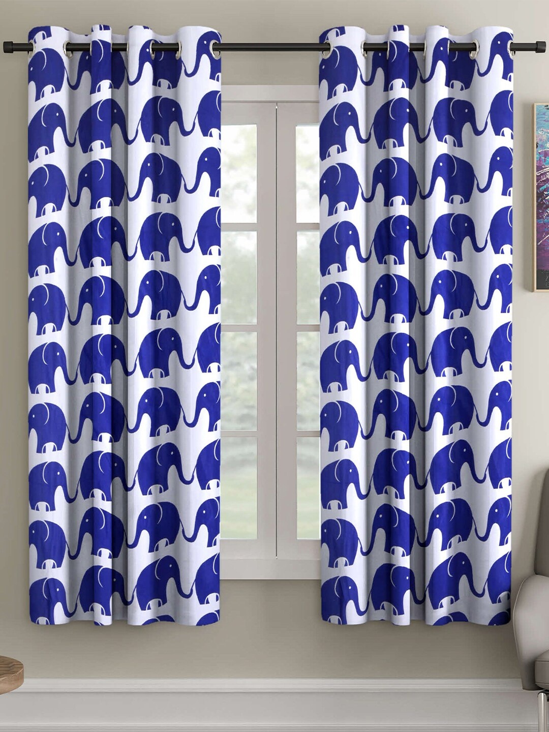 

Ispace Blue & White Set of 2 Window Curtain