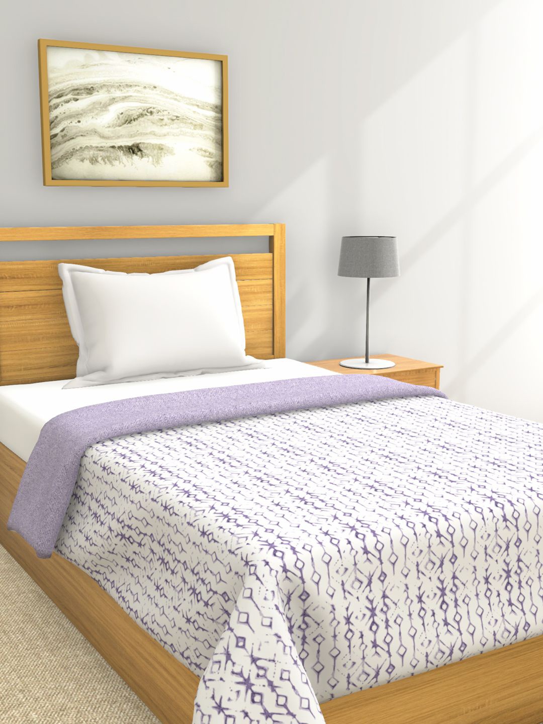 

BIANCA Purple & White Geometric AC Room 150 GSM Single Bed Dohar