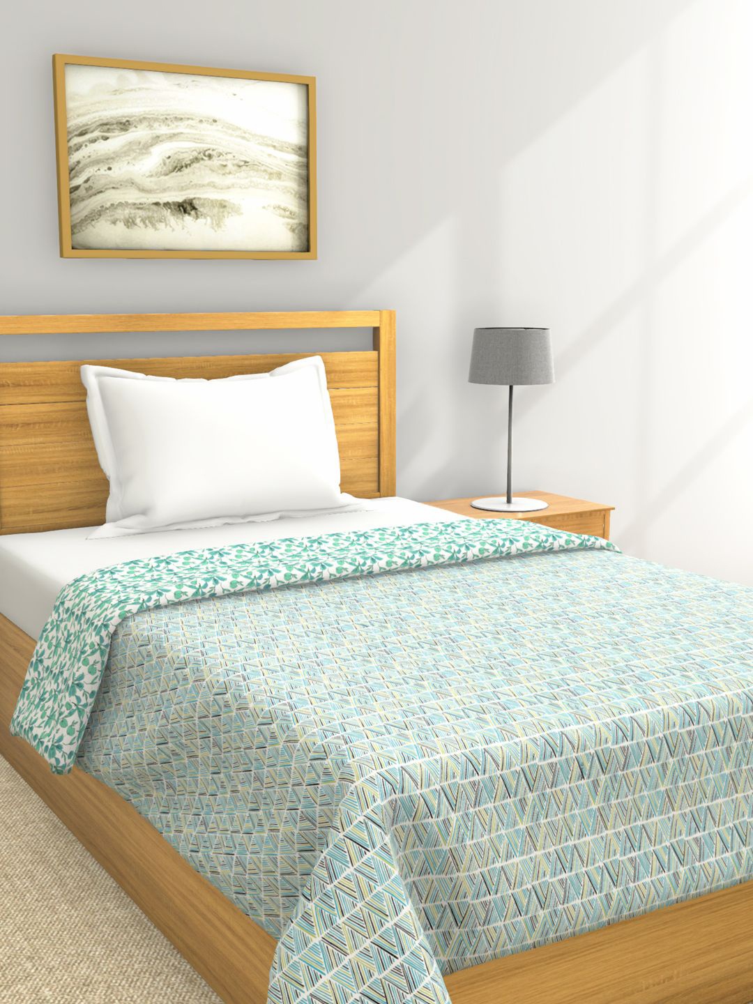 

BIANCA Blue Ethnic Motifs Printed AC Room 150 GSM 100% Cotton Single Bed Dohar
