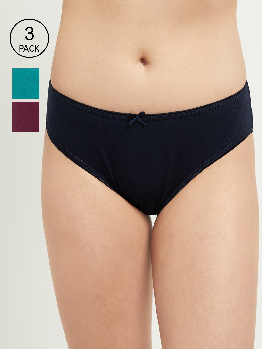 

max Women Pink & Navy Blue Pack of 3 Basic Briefs PA21SLDHP1PINK