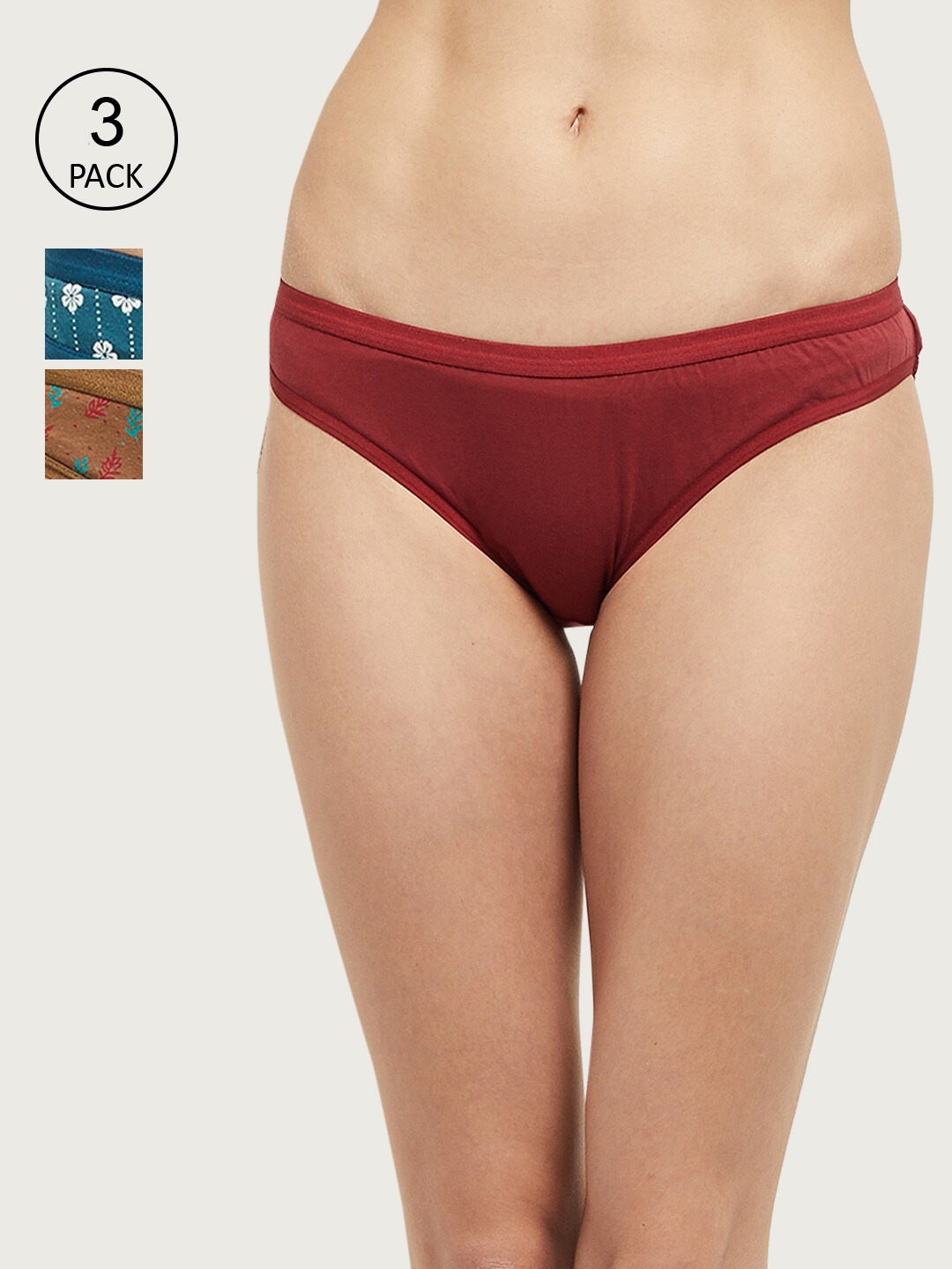 

max Women Pack of 3 Red Printed Cotton Basic Briefs NOOSSU21BK21RED