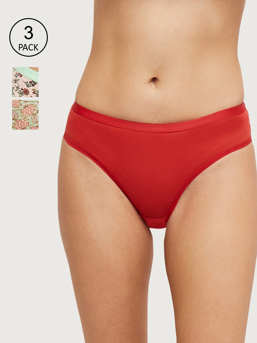 

max Women Pack of 3 Red Printed Cotton Basic Briefs NOOSSU21LH01RED