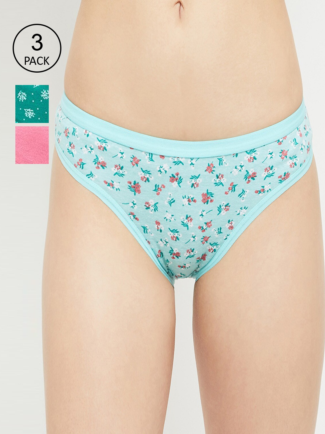 

max Women Pack of 3 Fuchsia & Blue Printed Cotton Basic Briefs NOOSSU21BK12FUCHSIA, Pink