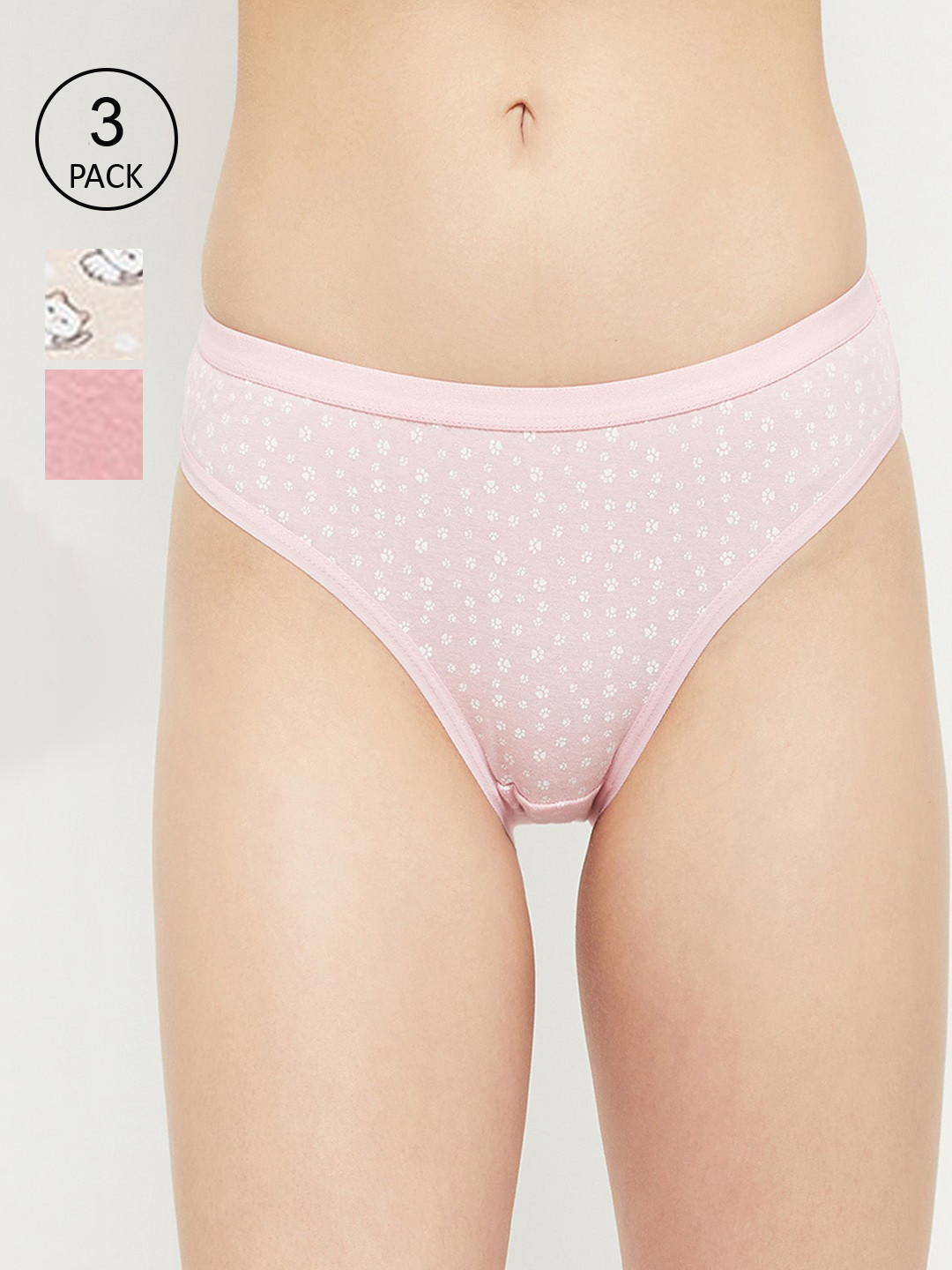 

max Women Pack of 3 Coral Printed Cotton Basic Briefs NOOSPA21BK09CORAL