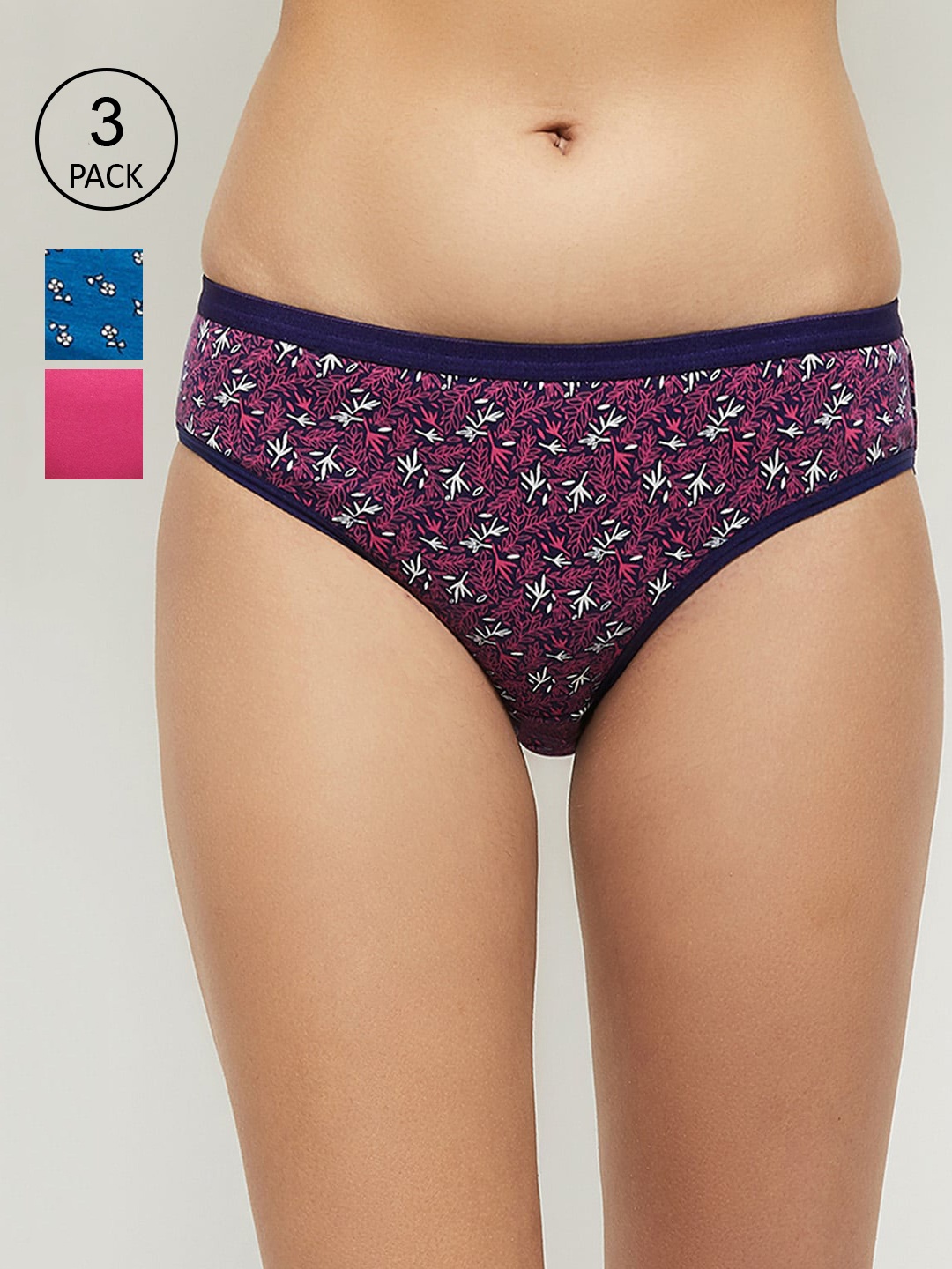 

max Pack of 3 Pink Printed Low Rise Cotton Hipsters