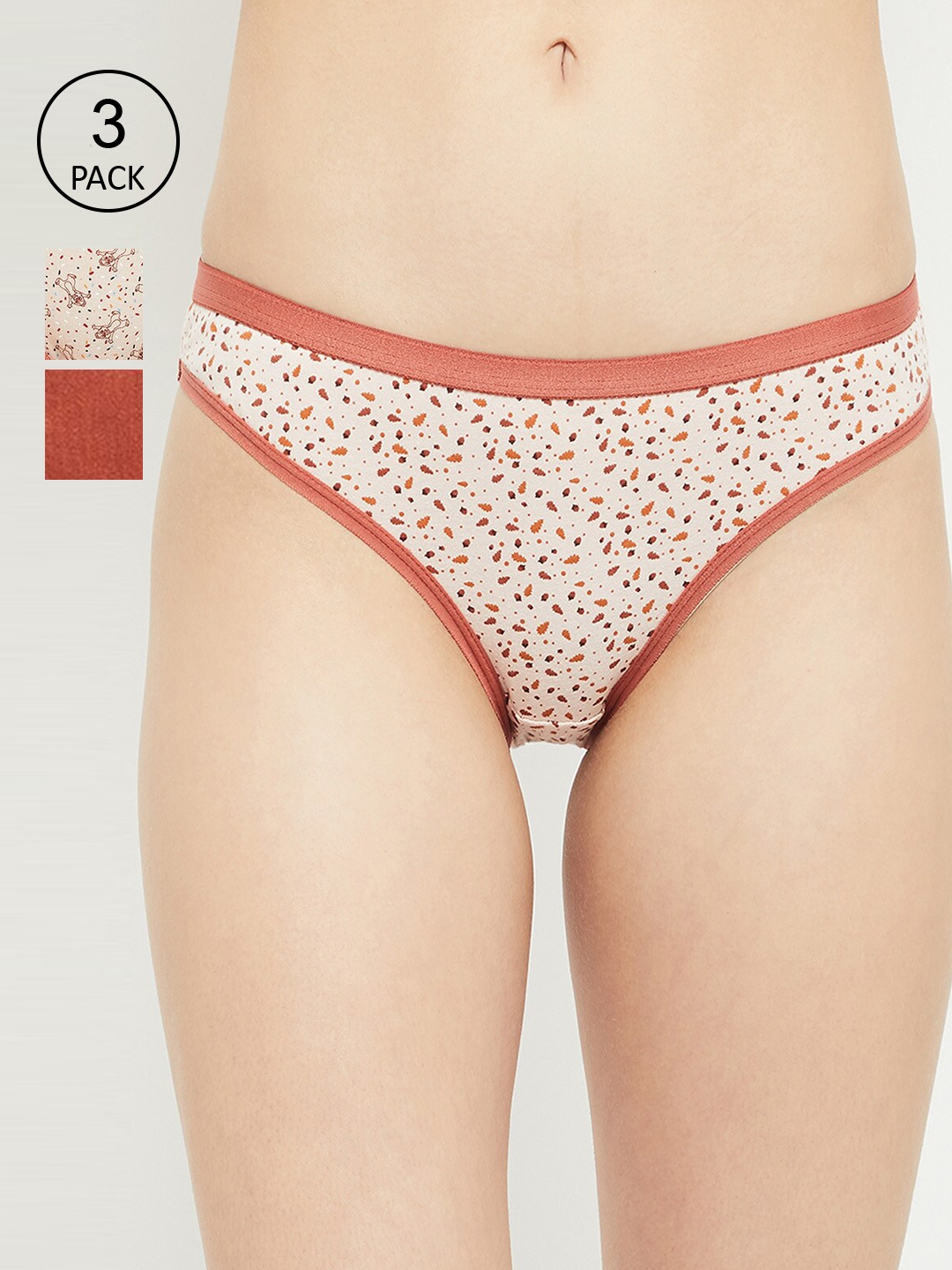

max Women Brown Pack of 3 Low Rise Bikini Briefs NOOSPA21BK12BROWN