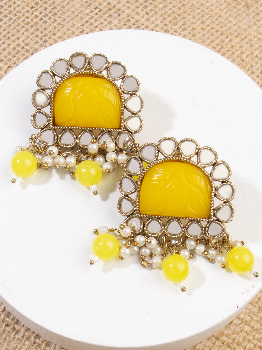 

AccessHer Gold-Plated & Yellow AD Studded Earrings