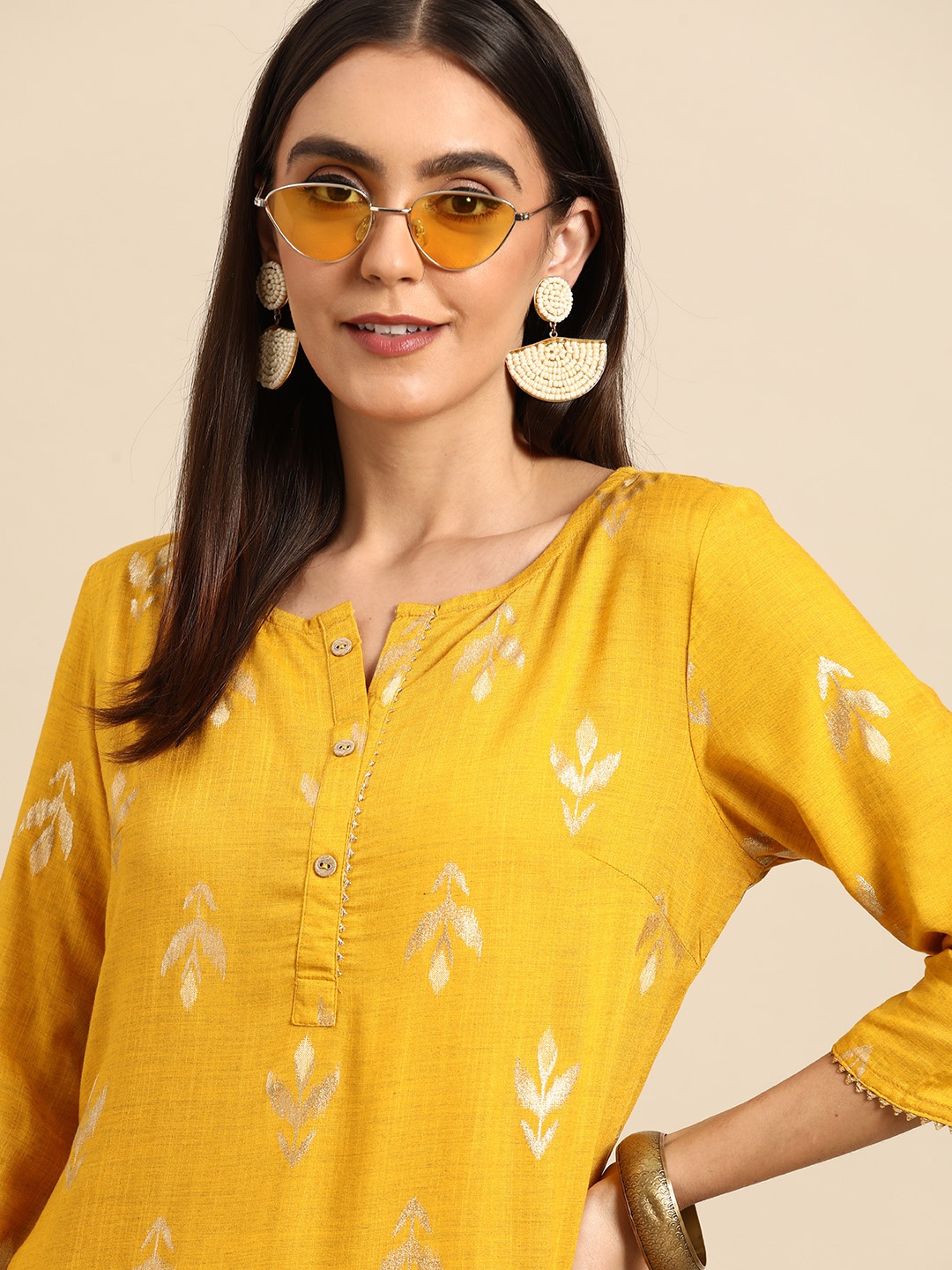 

Anouk Women Yellow Printed Kurta