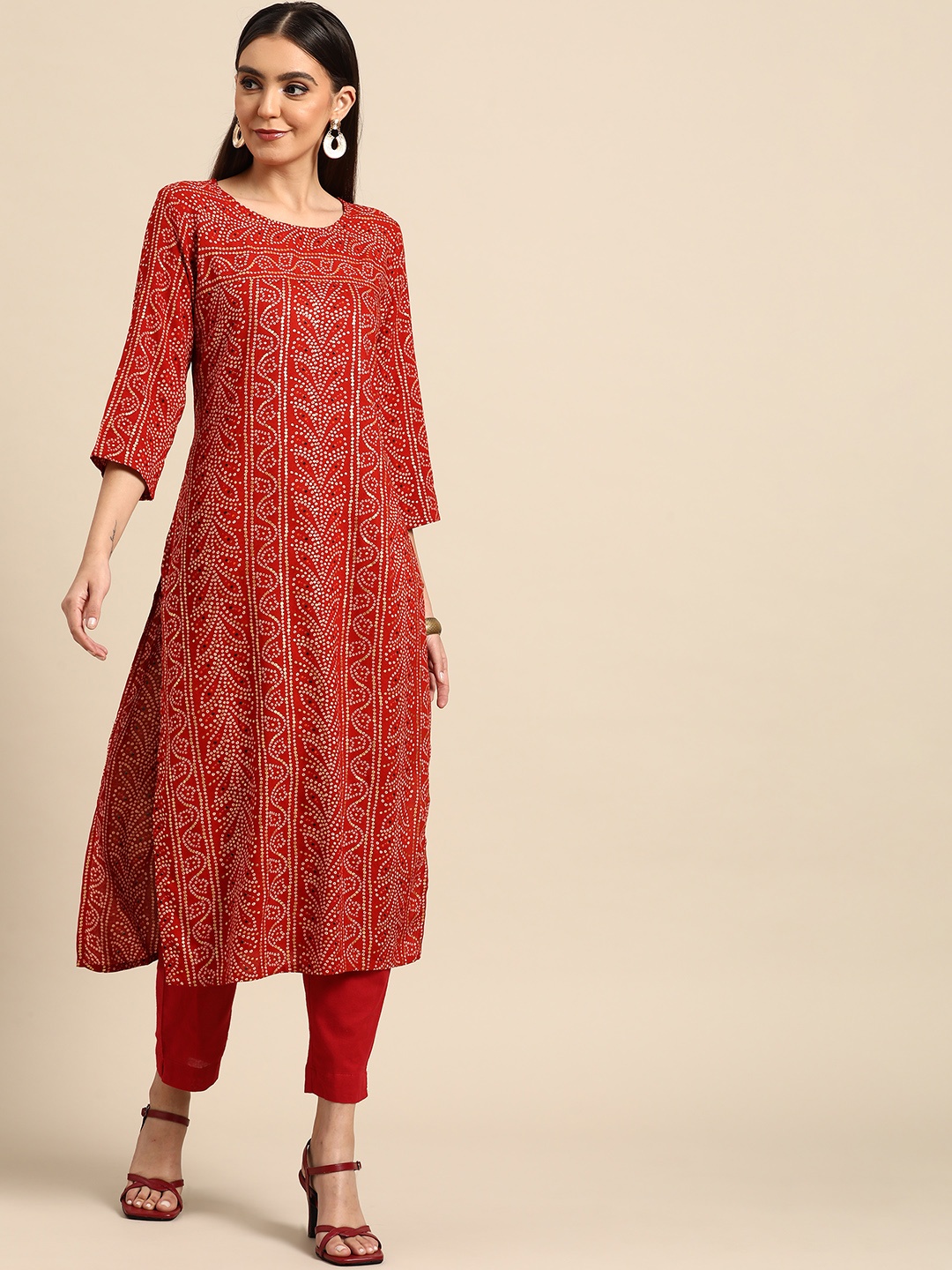 

Anouk Women Red Tribal Printed Quirky Kurta