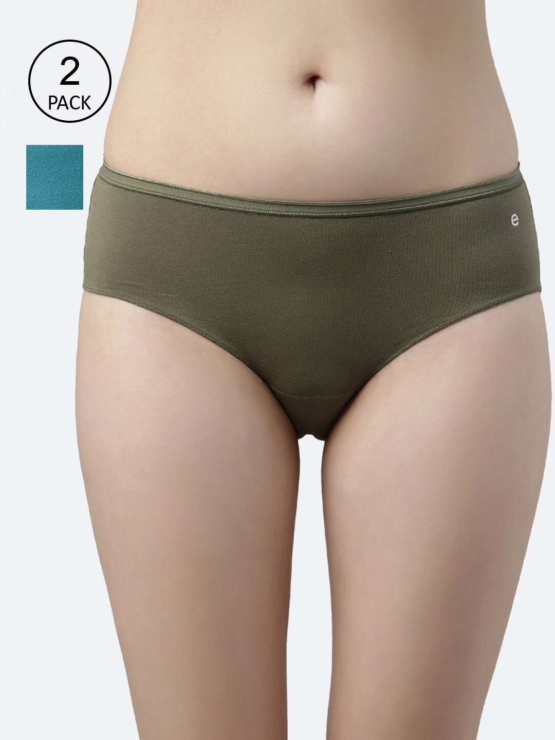 

Enamor Assorted Pack of 2 Soft Antimicrobial Finish Mid Rise Full Coverage Hipster Briefs