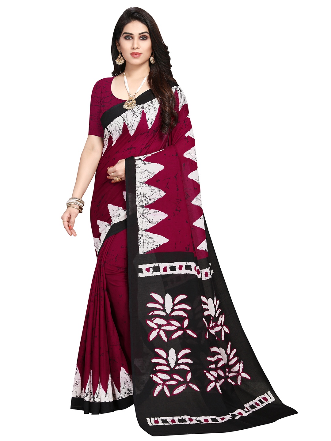 

Nimayaa Maroon & Black Ethnic Motifs Saree