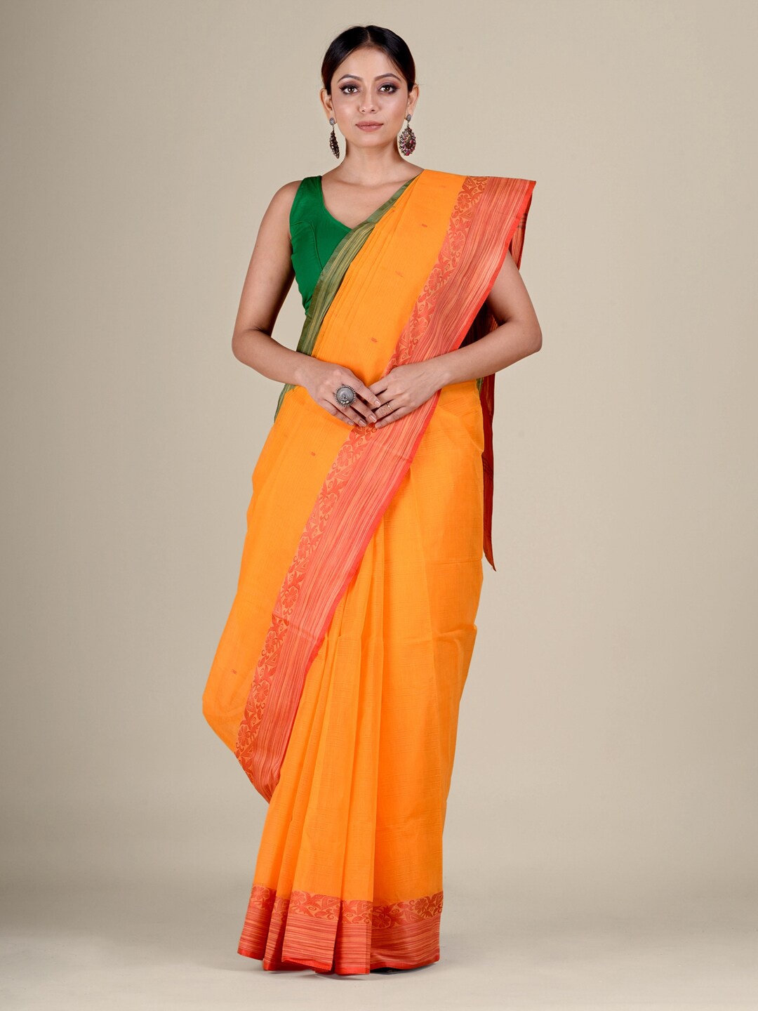 

Mitera Yellow Woven Design Pure Cotton Saree