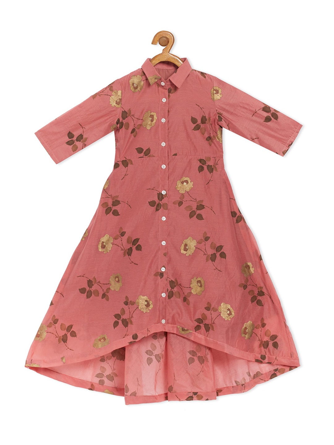

Ethnovog Pink Floral A-Line Dress
