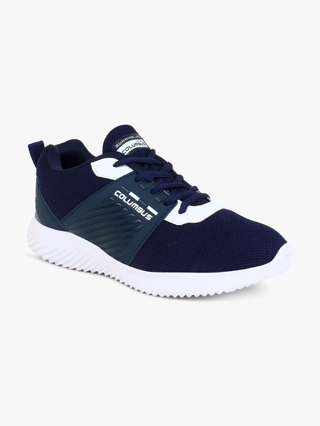 

Columbus Men Navy Blue & White Mesh Running Shoes