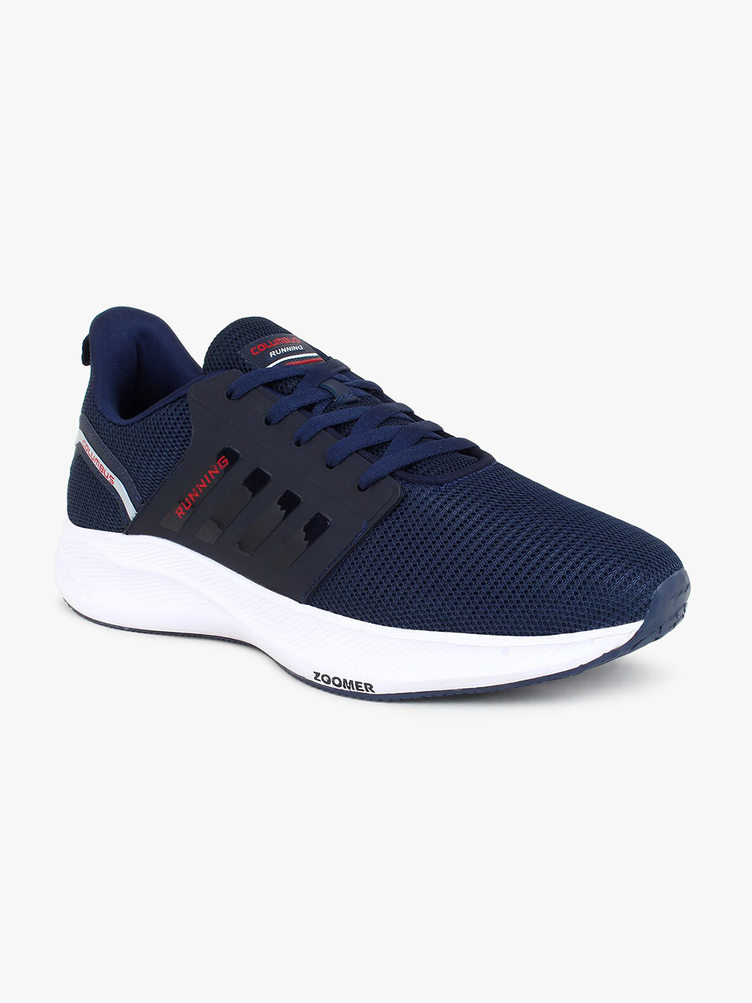 

Columbus Men Navy Blue & Red Mesh Running Non-Marking Shoes