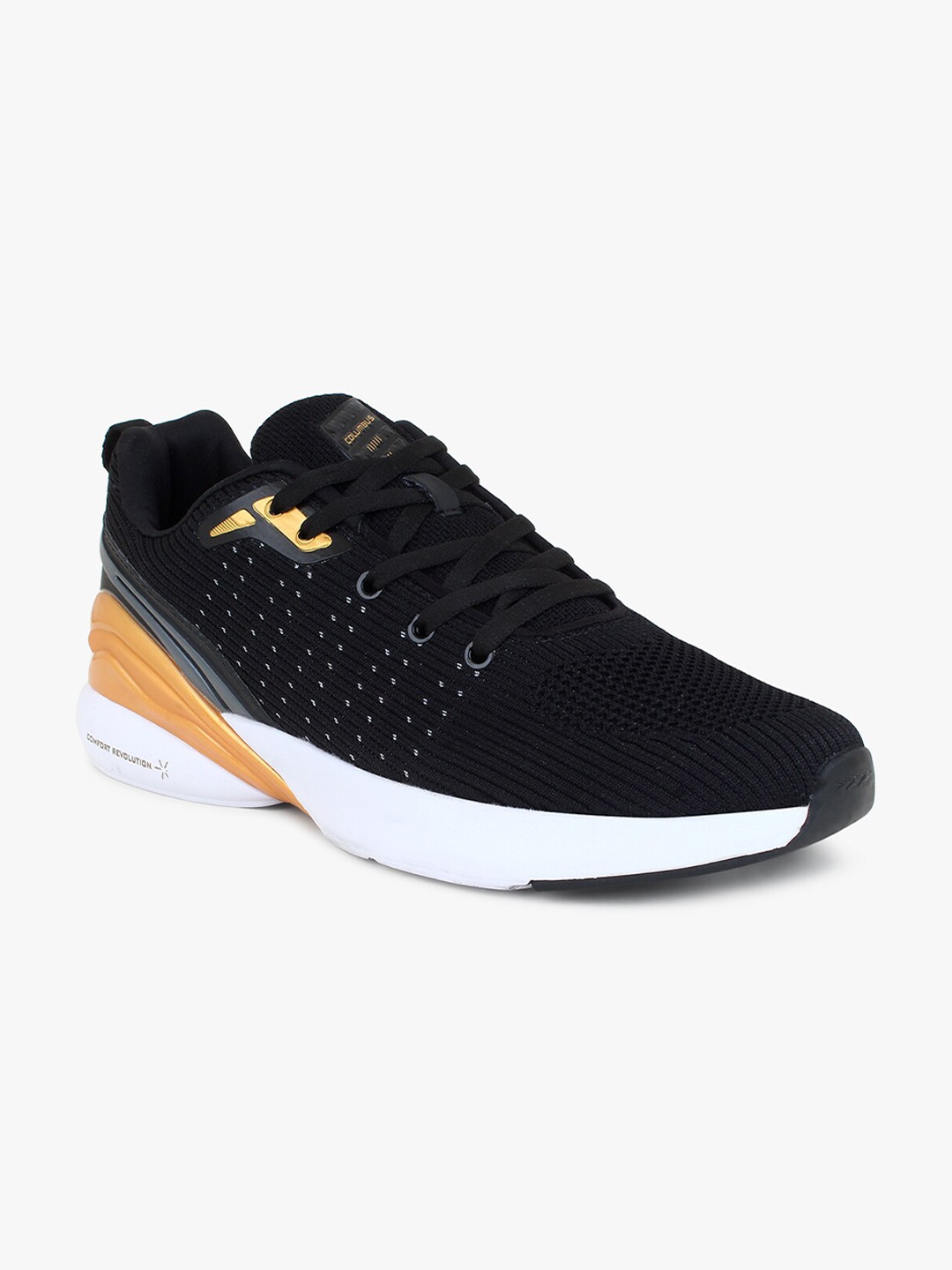 

Columbus Men Black & Gold-Toned Mesh Running Non-Marking Shoes