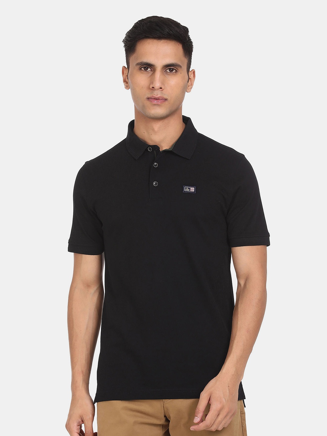 

Arrow Men Black Polo Collar T-shirt
