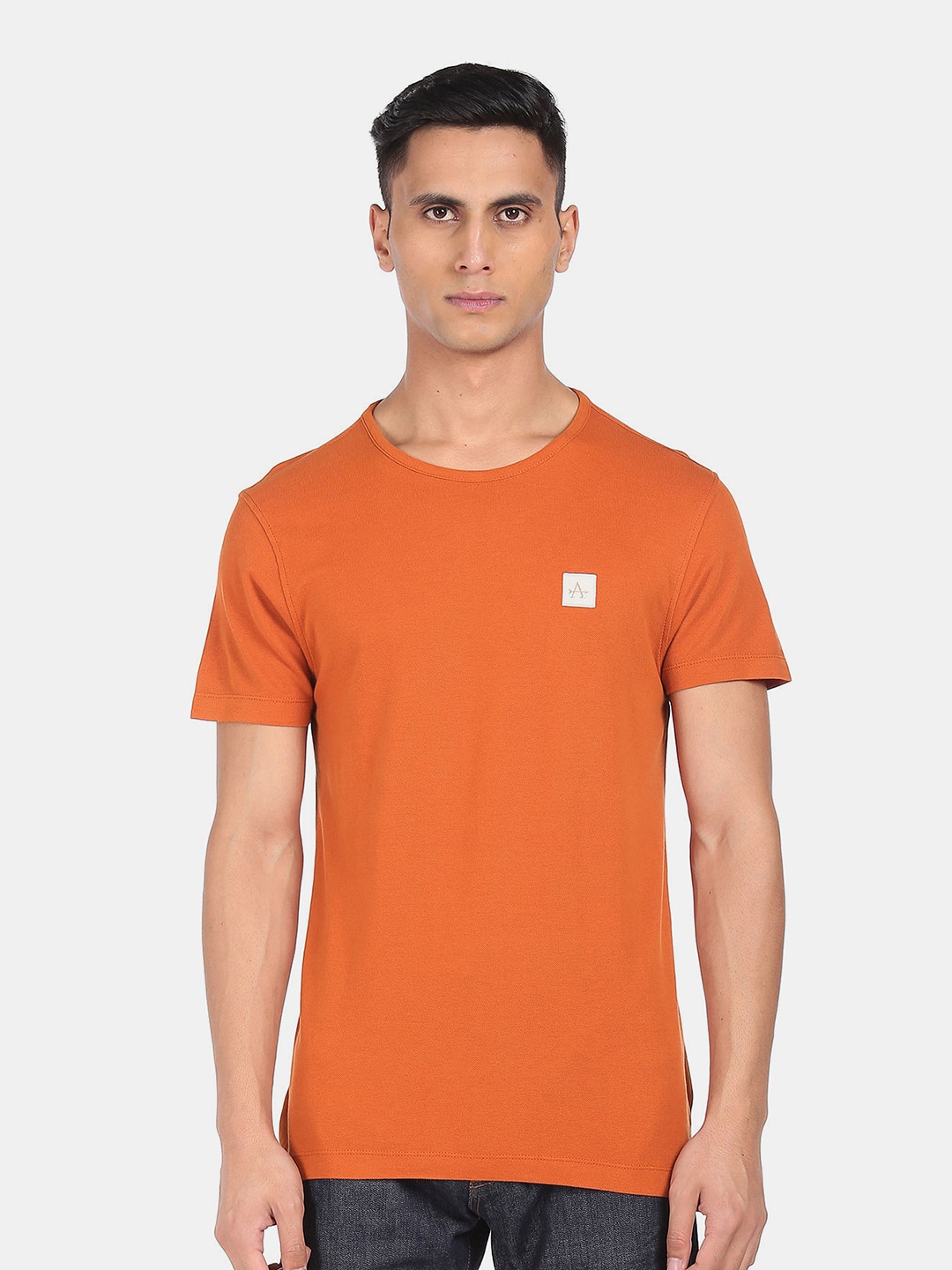 

Arrow Men Orange Pure Cotton T-shirt
