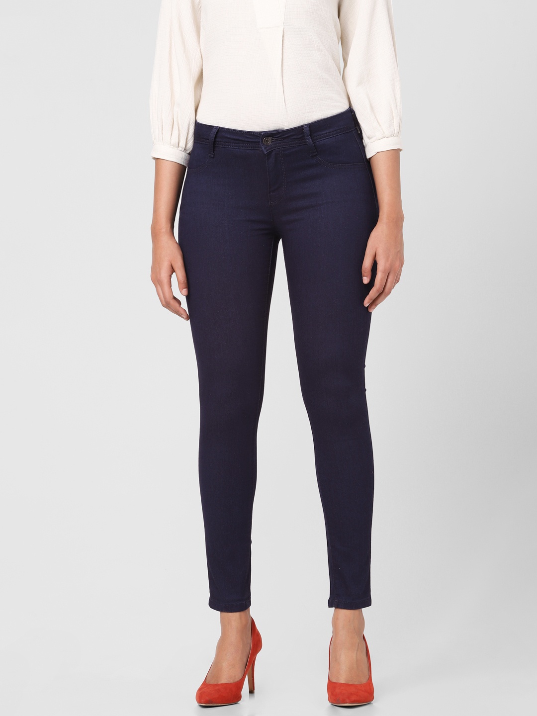 

Vero Moda Women Blue Classic Skinny Fit High-Rise Ankle Length Stretchable Jeans