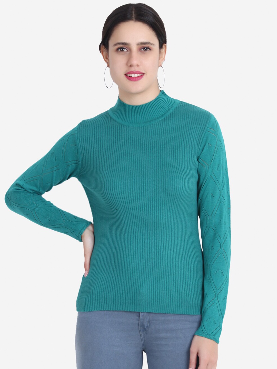 

JoE Hazel Women Teal Turtle Neck Pullover