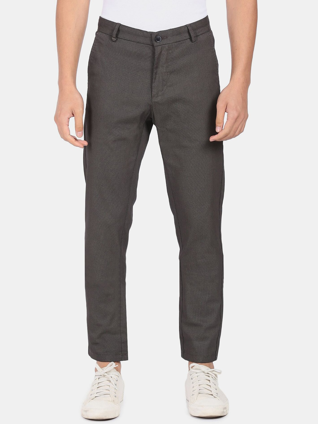 

Arrow Men Grey Textured Trousers
