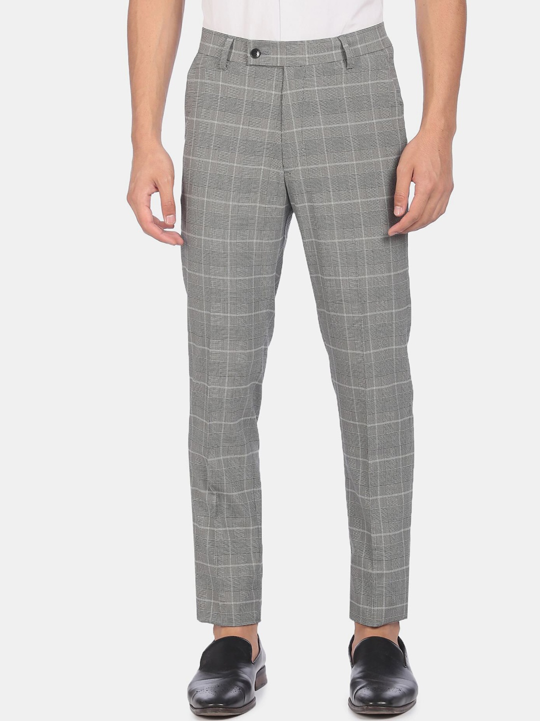 

Arrow Men Grey Checked Trousers