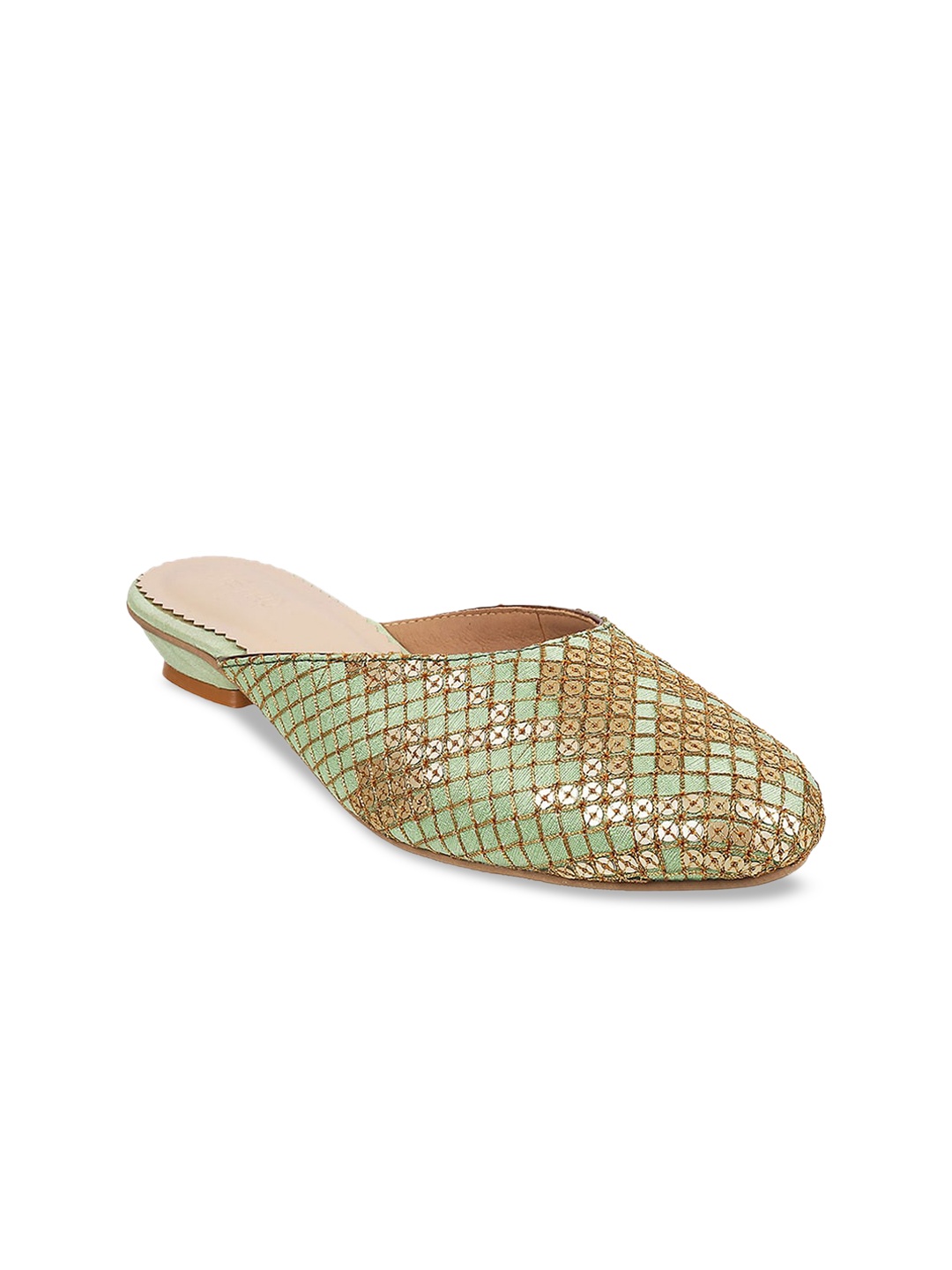 

Metro Women Green Mules Flats With Ethnic Embellishments