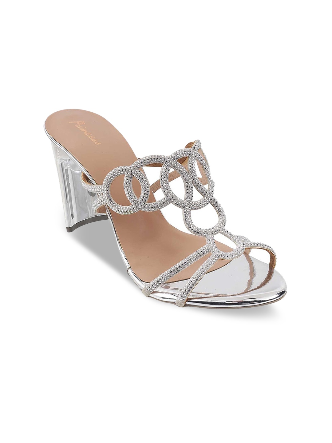 

Metro Silver-Toned Embellished Party Wedge Sandals