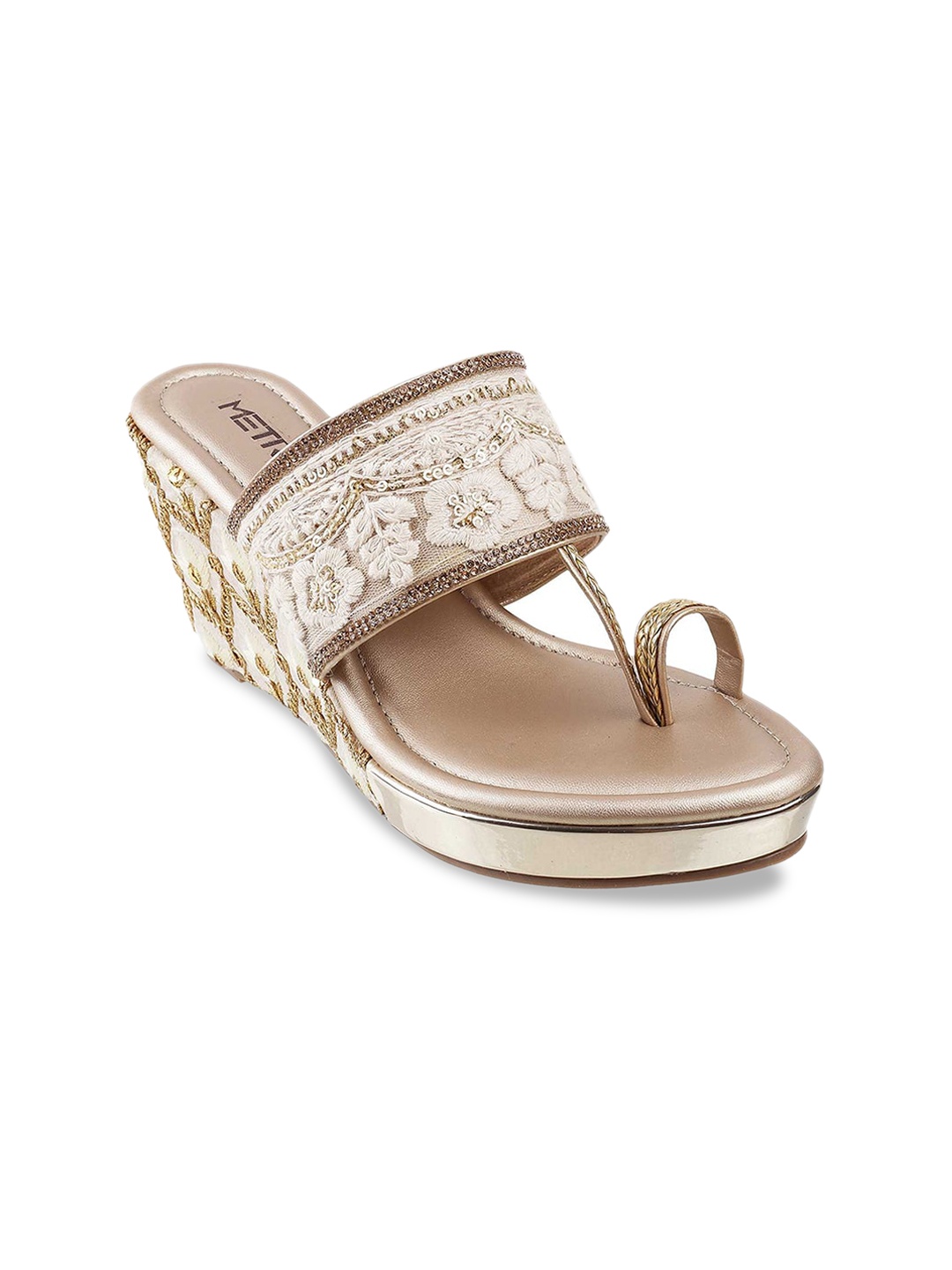 

Metro Gold-Toned Ethnic Wedge Sandals
