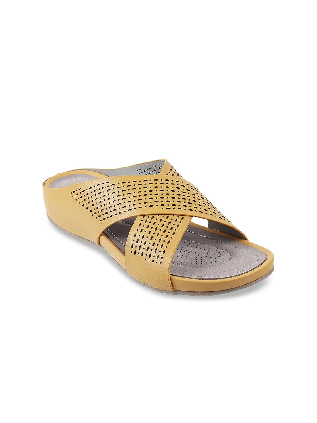 

Metro Yellow Wedge Sandals with Laser Cuts