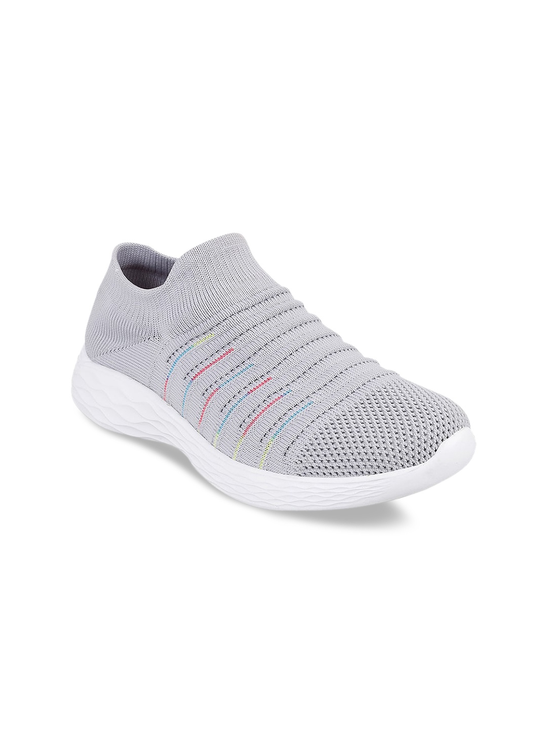 

Metro Women Grey Woven Design Slip-On Sneakers