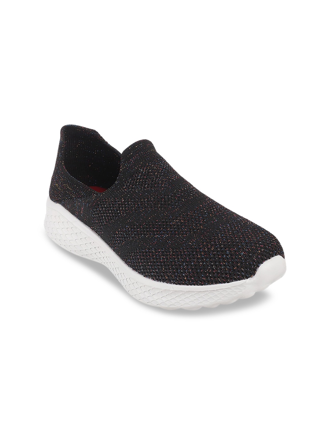 

Metro Women Black Woven Design Slip-On Sneakers